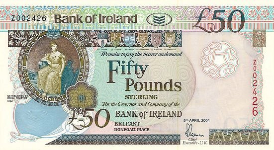 Ireland Note Z Northern Ireland 10 Pound Banknote Cir Ulster Bank Banknotes